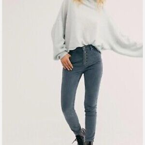 Free People Corduroy High-Rise Stretch Button Fly Pants